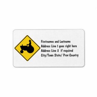 Funny Farm Tractor Road Sign Warning Personalized Address Label