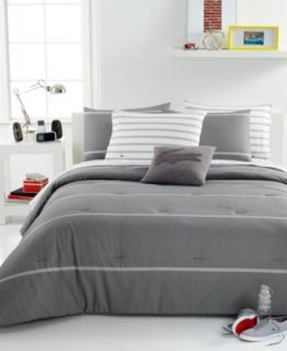 Lacoste Solid Grey Brushed Twill Comforter and Duvet Cover Sets   Bedding Collections   Bed & Bath