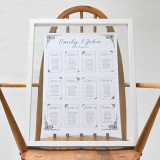 personalised summer wedding table plan by lucy says i do
