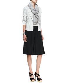 Eileen Fisher Polished Ramie A Line Jacket, Slim Camisole, Perforated Scarf & Gored Knee Skirt & Perforated Cotton Blend Scarf