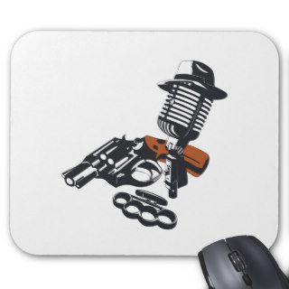 Vintage gangster revolver hat knuckle duster mic mousepads