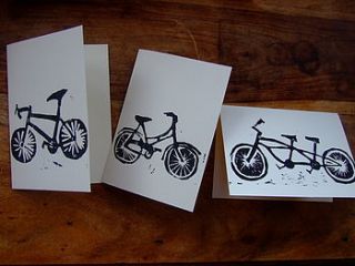 on yer bike linocut card set by something wonderful design