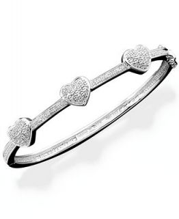 Sterling Silver Diamond Heart Bangle Bracelet (1/4 ct. t.w.)   Bracelets   Jewelry & Watches