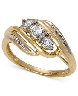 YellOra Diamond Ring, YellOra 3 Stone Diamond Wave Ring (1/4 ct. t.w.)   Rings   Jewelry & Watches
