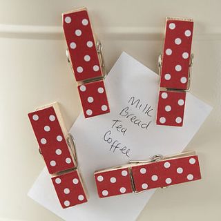 4 polka dot magnetic pegs red by live laugh love