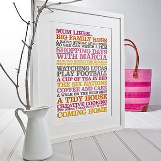 personalised 'likes' poster print by rosie robins