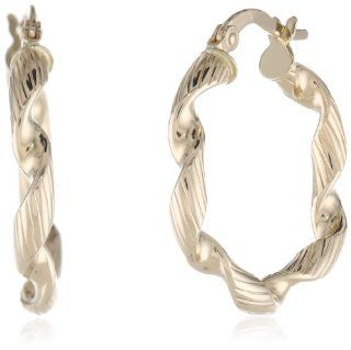 14k Italian Yellow Gold Twisted Hoop Earrings Jewelry