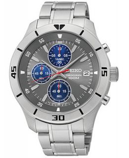 Seiko Mens Chronograph Stainless Steel Bracelet Watch 42mm SKS407   Watches   Jewelry & Watches