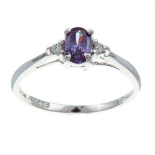 Sterling Essentials Silver Violet Oval Cubic Zirconia Ring Sterling Essentials Cubic Zirconia Rings