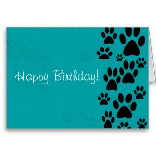 Teal Paws Happy Birthday Card