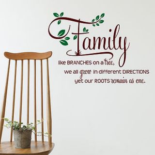 family like branches wall sticker quote by snuggledust studios