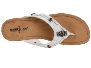 Minnetonka Silverthorne Thong White Leather