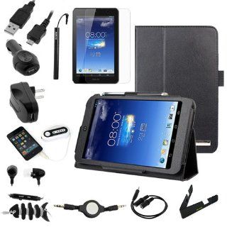 BIRUGEAR 12 Items Essential Accessories Bundle kit for Asus MeMO Pad HD 7 ME173X / ME173   7'' Android Tablet    Black Classic Leather HandStrap Folio Stand Case Cover included Computers & Accessories