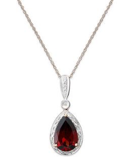 14k Rose Gold Necklace, Garnet (3 ct. t.w.) and Diamond Accent Pear Pendant   Necklaces   Jewelry & Watches