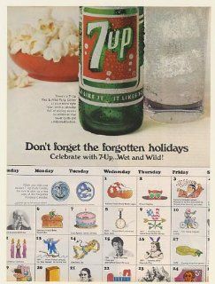 1967 7 Up Bottle Wet and Wild Forgotten Holidays Calendar Print Ad (53608)  