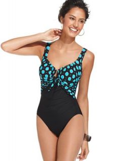 Miraclesuit Swimsuit, Polka Dot Print Maillot One Piece   Swimwear   Women