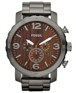 Fossil Mens Chronograph Nate Smoke Ion Plated Stainless Steel Bracelet Watch 50mm JR1355   Watches   Jewelry & Watches