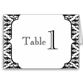 Old Hollywood Damask Table Number Cards