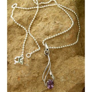 Sterling Silver 'Mystical Flame' Amethyst Necklace (India) Novica Necklaces