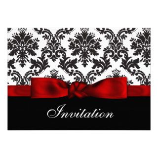 Red damask  wedding invitation