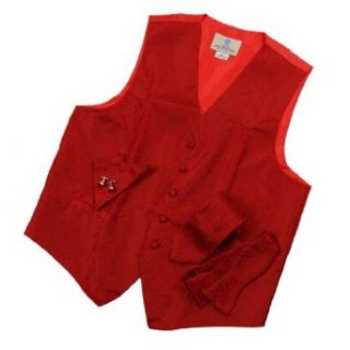 VS1029 Red Pattern Mens Vest Tie Cufflinks Hanky Bowtie Groom Gifts By Y&G at  Mens Clothing store Neckties