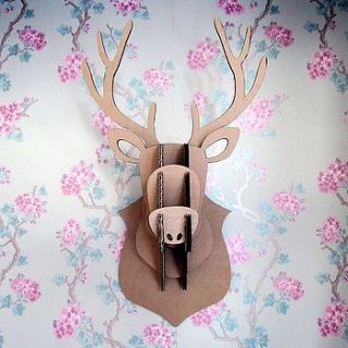 cardboard flat pack stags head by flaming imp