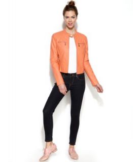 Alfani Petite Quilted Faux Leather Jacket   Jackets & Blazers   Women