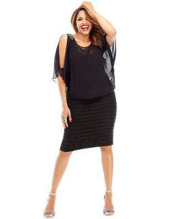 Holiday 2013 Plus Size Black Magic Split Sleeve Blouson Dress Look   Plus Sizes