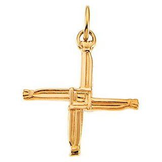 14k Yellow Gold St. Bridget's Cross Pendant Jewelry
