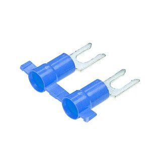 Panduit PV14 6LFWB 3K Real Smart System Locking Fork Terminals, Vinyl Insulated, Funnel Entry, 16   14. AWG Wire Range, Blue, #6 Stud Size, 0.03" Stock Thickness, 0.170" Max Insulation, 0.29" Width, 0.18" Center Hole Diameter, 0.85"