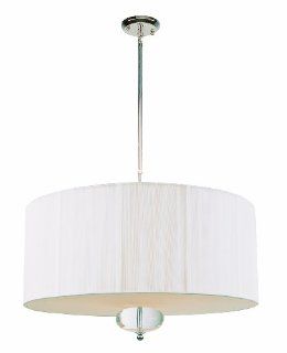 Z Lite 171 24W C Albion Three Light Pendant, Metal Frame, Brushed Nickel Finish and White Linen Shade of Fabric Material   Pendant Drum Light  