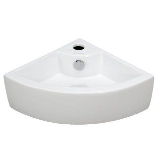 Elite Sinks EC9808 Porcelain Wall Mounted Corner Sink, White   Corner Bathroom Sinks  