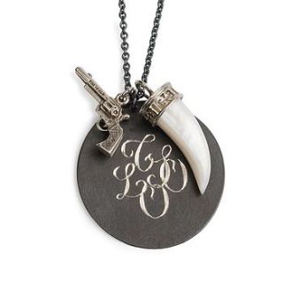 personalised oxidized silver necklace by sibylle jewels