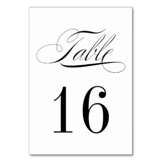 Formal Black and White Table Number Card Table Cards