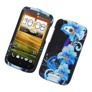 Eagle Cell PIHTCONEVXG2D169 Stylish Hard Snap On Protective Case for HTC One VX   Retail Packaging   Four Blue Flowers Cell Phones & Accessories