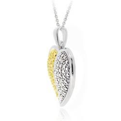 DB Designs Two tone Sterling Silver Yellow Diamond Accent Heart Necklace DB Designs Diamond Necklaces