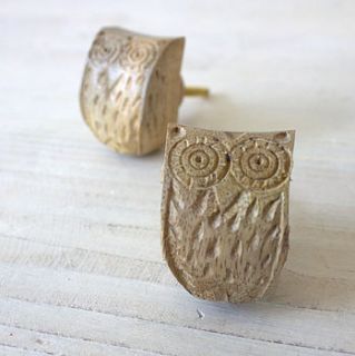 wooden owl drawer knob by ella james