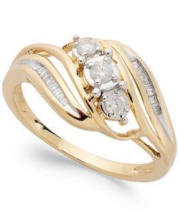 10k Gold Diamond Three Stone Ring (1/5 ct. t.w.)   Rings   Jewelry & Watches