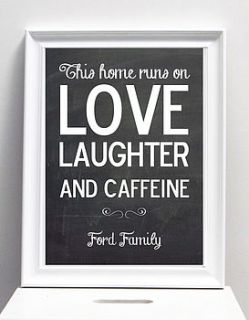 this home personalised chalkboard name print by i love art london