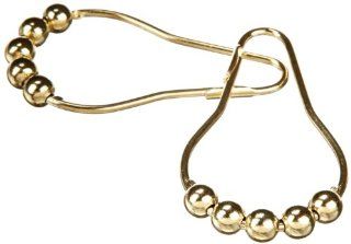 Heavy Duty Roller Shower Curtain Rings, Polished Brass Clipperton RollerRings, Set of 12   Gold Shower Curtain Hooks