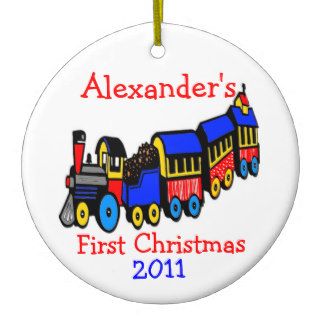 Toy Train First Christmas Personalize It Christmas Ornament