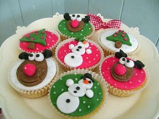 12 rudolph and frosty christmas cupcakes by the small cake shop