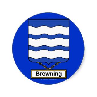 Browning Family Crest Round Stickers