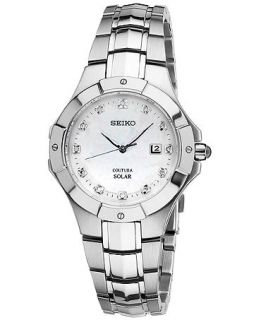 Seiko Womens Coutura Solar Diamond Accent Stainless Steel Bracelet Watch 29mm SUT125   Watches   Jewelry & Watches