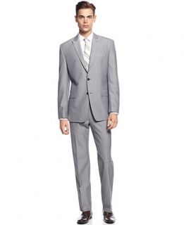 Calvin Klein Light Grey Peak Lapel Slim Fit Suit   T Shirts   Men