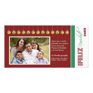 Feliz Navidad Spanish Holiday Photocard (red) Photo Cards