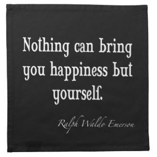 Vintage Emerson Happiness Inspirational Quote Cloth Napkins