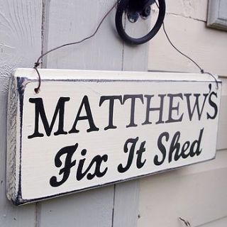 personalised wire strung shed sign by potting shed designs