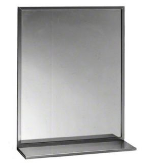 Bobrick 165 Series 430 Stainless Steel Channel Frame Glass Mirror, Bright Finish, 24" Width x 48" Height