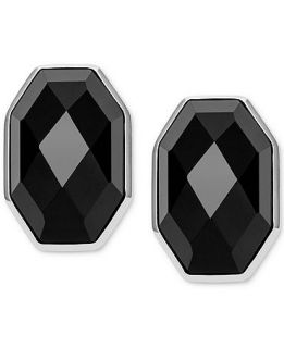 Sterling Silver Earrings, Black Agate Pentagon Stud Earrings (26 5/8 ct. t.w.)   Earrings   Jewelry & Watches